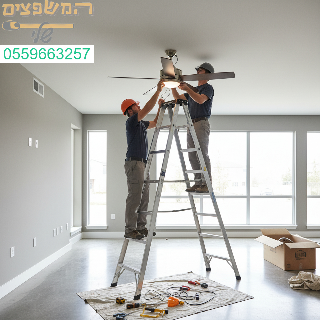 התקנה מקצועית של מאוורר תקרה בדיוק מקסימלי ואיכות ללא פשרות