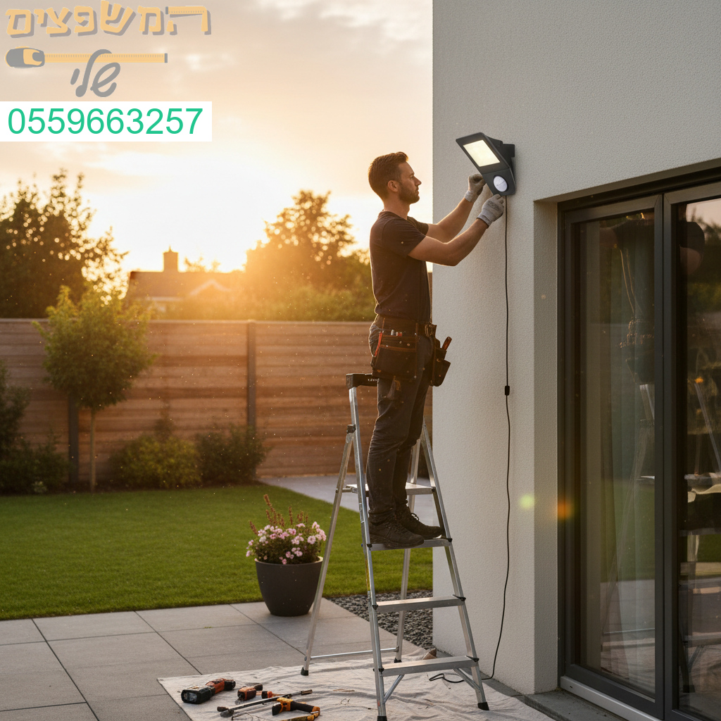התקנה מקצועית של תאורת חוץ עם חיישן תנועה לביטחון ונוחות מקסימליים