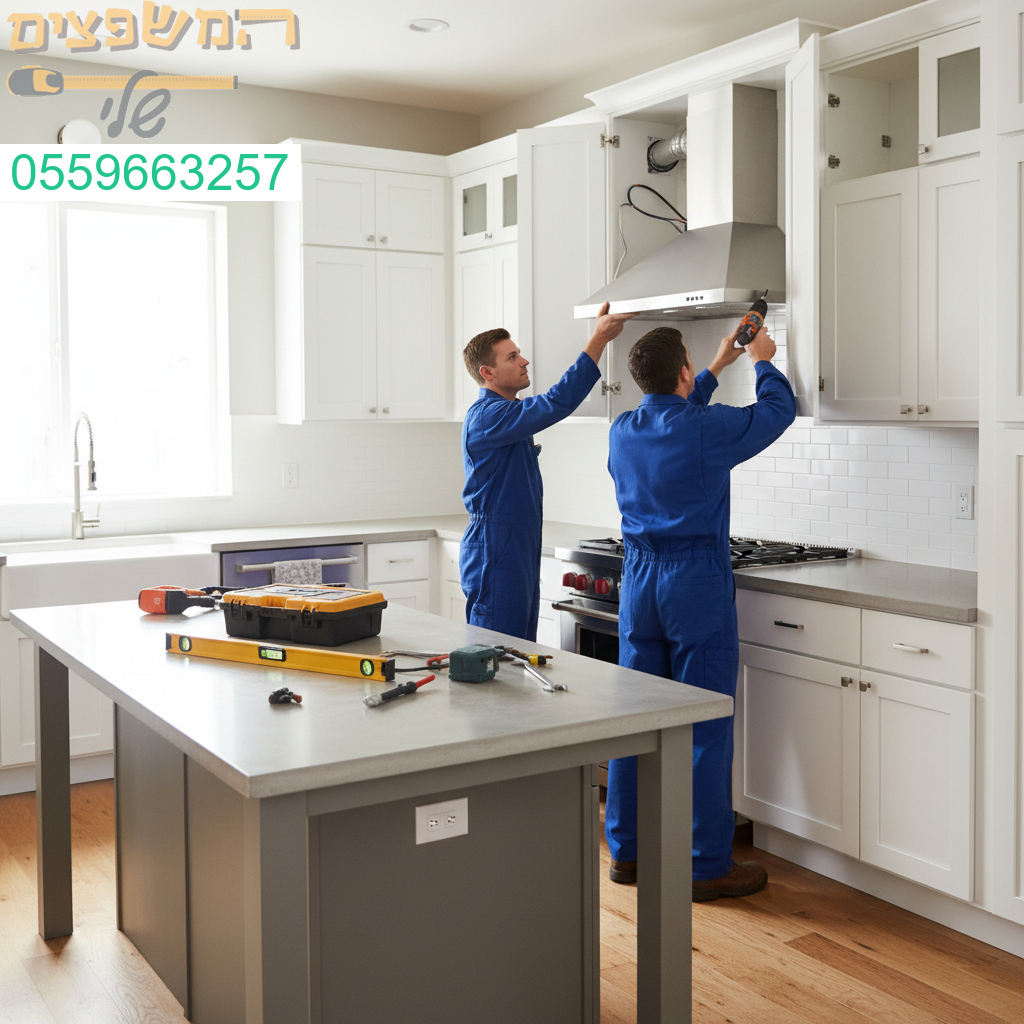 התקנה מקצועית של קולט אדים בעיצוב מודרני לבישול נעים ובריא