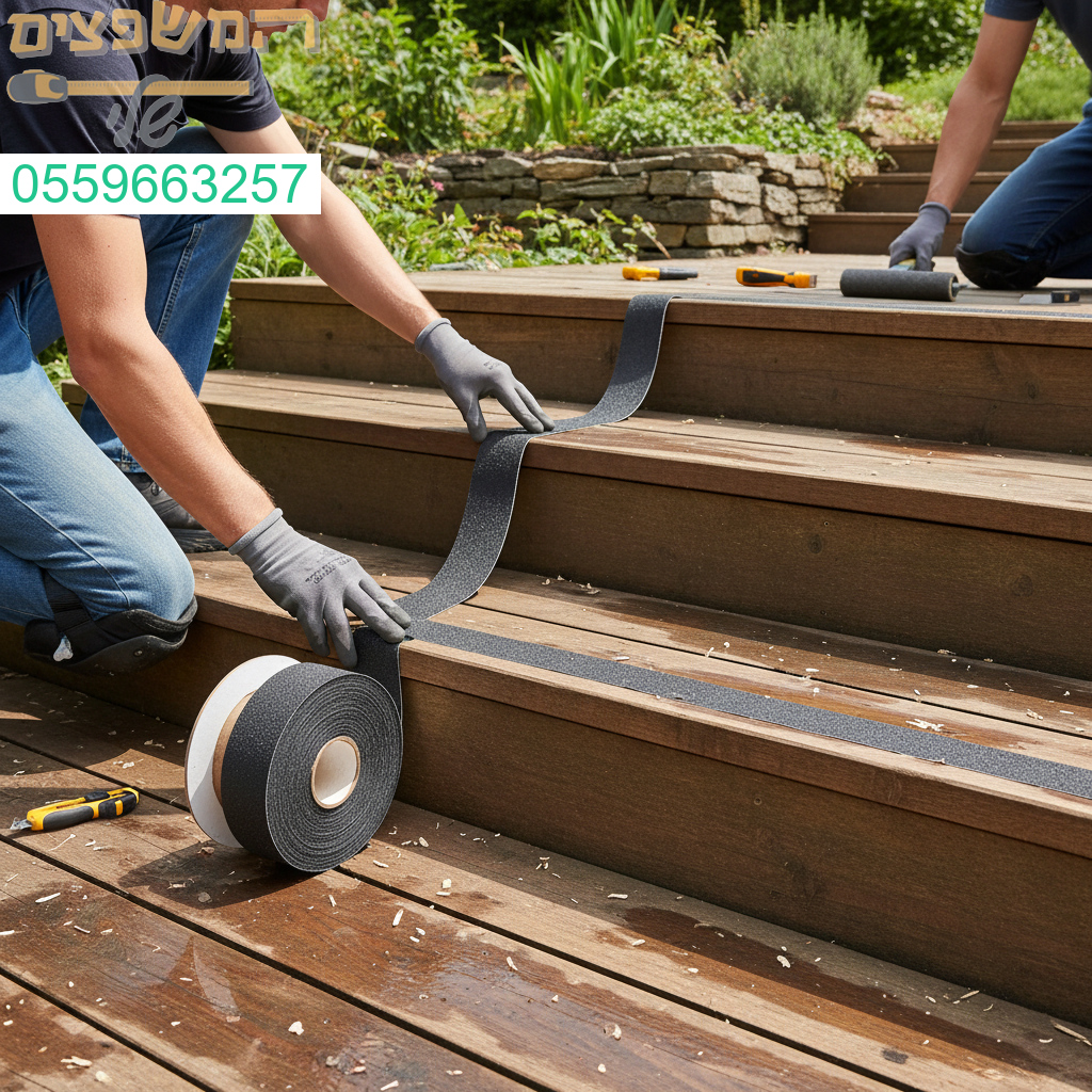 התקנה מדויקת של פסים נגד החלקה לשמירה על בטיחות מרבית ומראה אסתטי ומקצועי