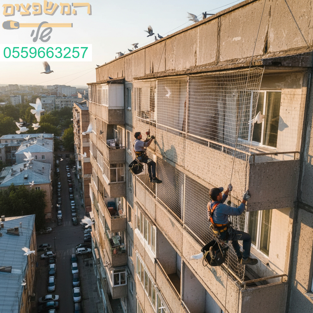 הגנה מושלמת מפני יונים עם התקנה מקצועית בגובה לבניין נקי ושקט