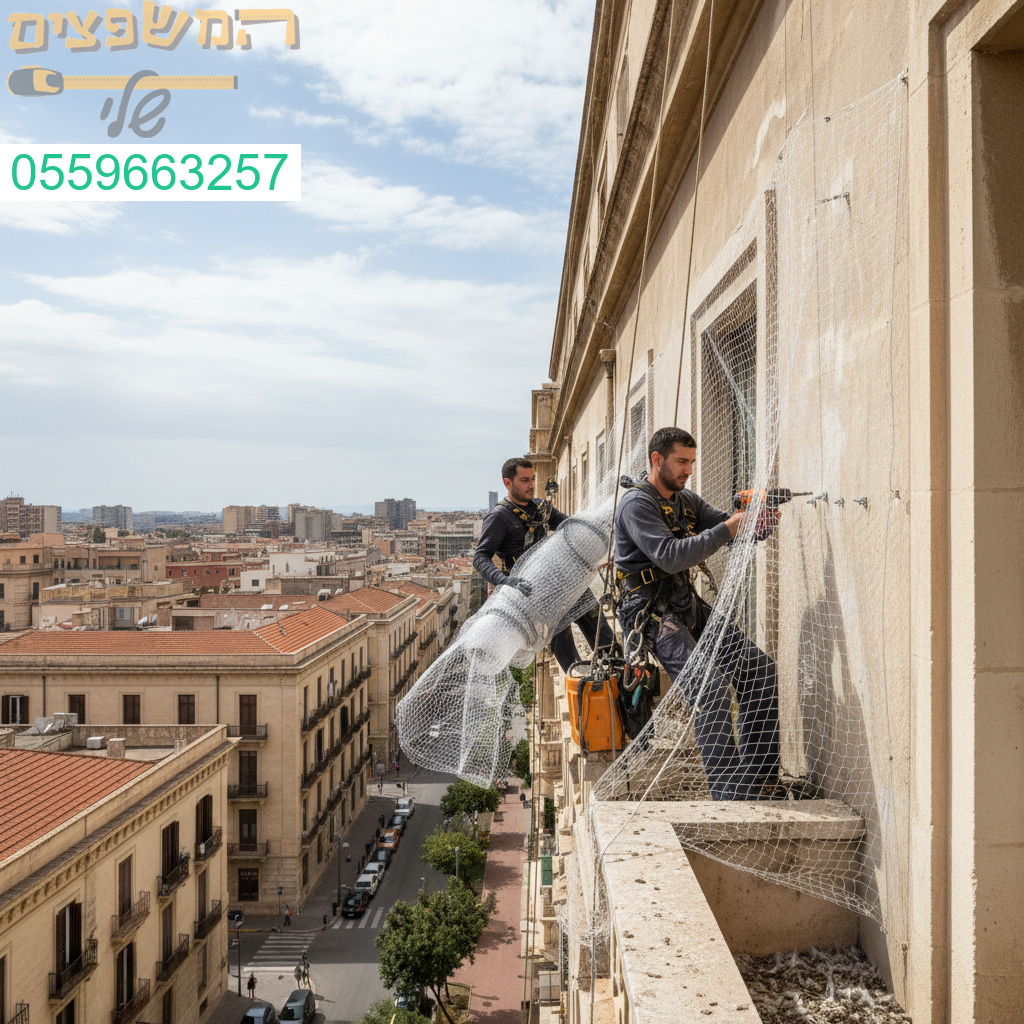התקנת רשת יונים מקצועית בגובה תוך הקפדה על בטיחות ודיוק מרבי