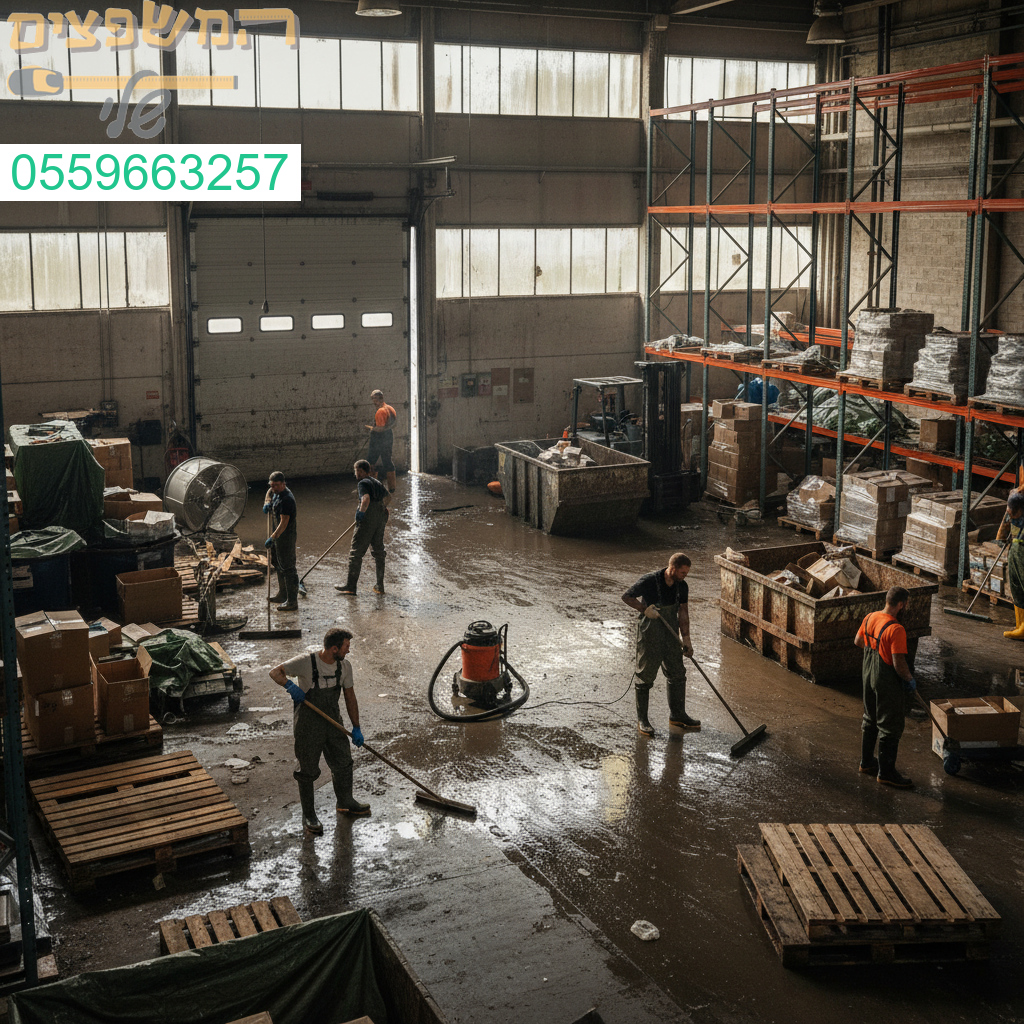 שיקום מקצועי ויסודי של מחסן לאחר הצפה עם צוות מנוסה וציוד מתקדם