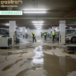 שיקום מקצועי ויסודי של חניון תת קרקעי לאחר הצפה עם ציוד מתקדם וצוות מיומן