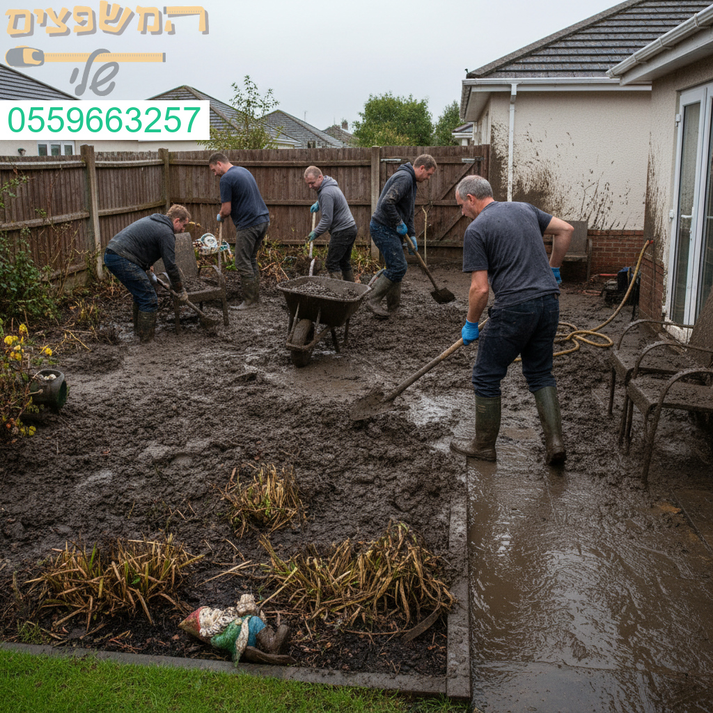 פינוי מהיר ויסודי של בוץ כבד אחרי הצפה עם צוות מקצועי וציוד מתקדם