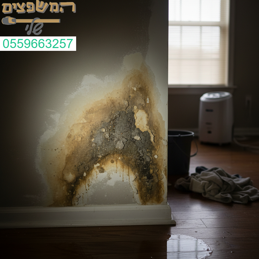 רטיבות בקיר גבס לאחר סערה עלולה לגרום לנזק חמור הפתרון שלנו מהיר יסודי ומונע חזרה