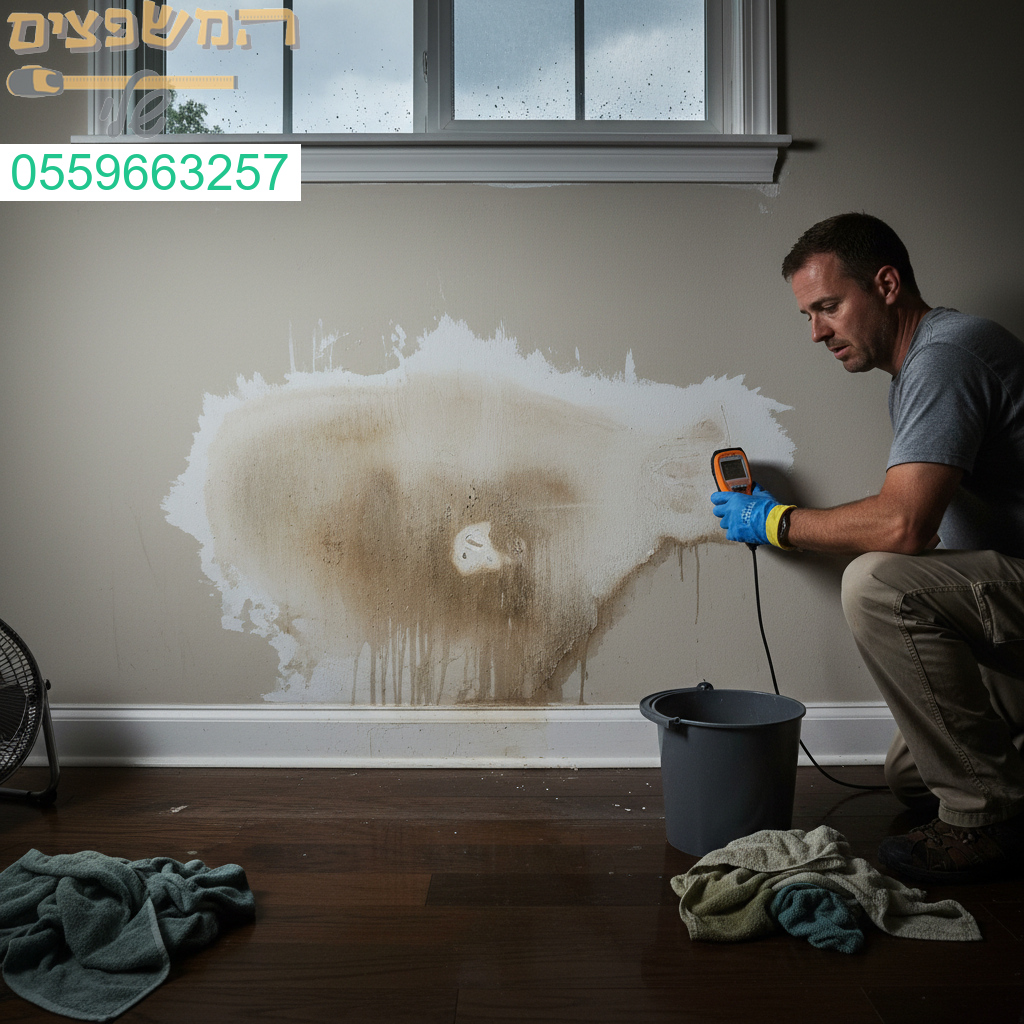 בדיקת רטיבות מדויקת לאחר נזקי סערה למניעת עובש ושיקום נכון בקיר גבס