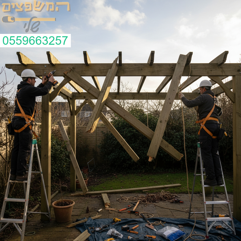 שיקום מקצועי לפרגולה שניזוקה מרוחות חזקות עם הקפדה על איכות ובטיחות