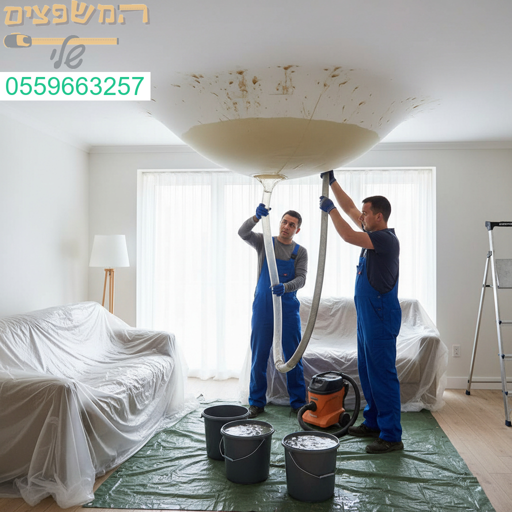 תיקון מקצועי ומהיר לתקרה מתנפחת בעקבות נזילה עם מינימום נזק ומקסימום יעילות