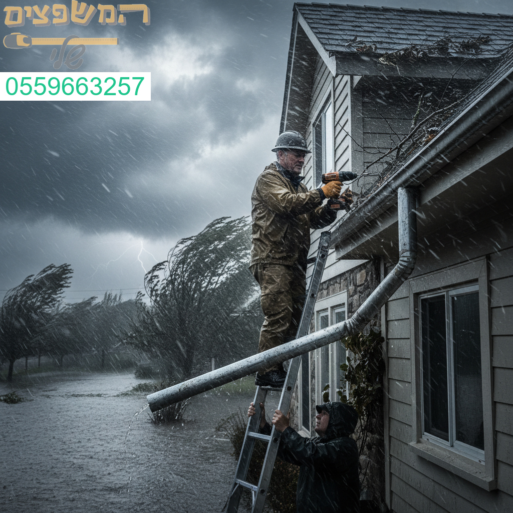 טיפול מקצועי במרזב שהתנתק בזמן סופה לשמירה על בטיחות ונזק מינימלי לבית