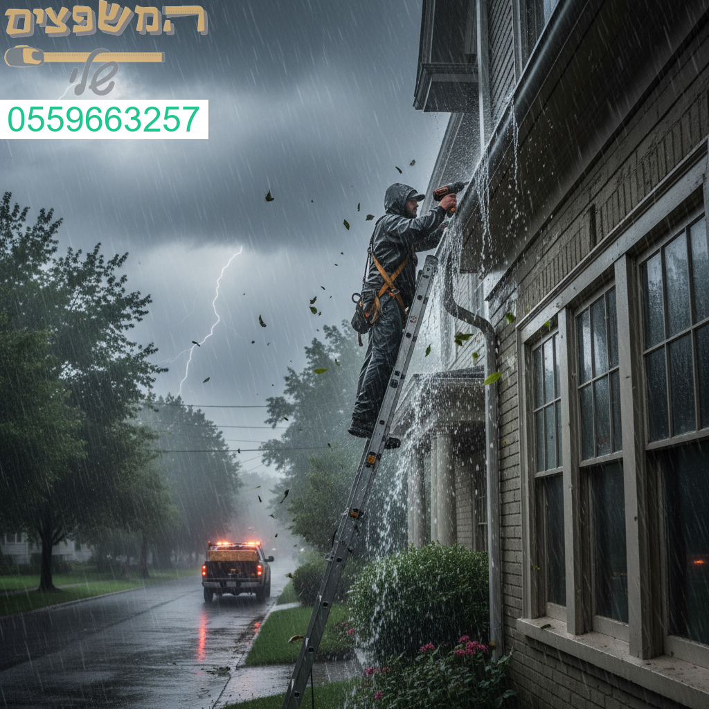 טיפול מהיר ומקצועי במרזב שהתנתק בעיצומה של סופה להשבת הביטחון וההגנה לבית