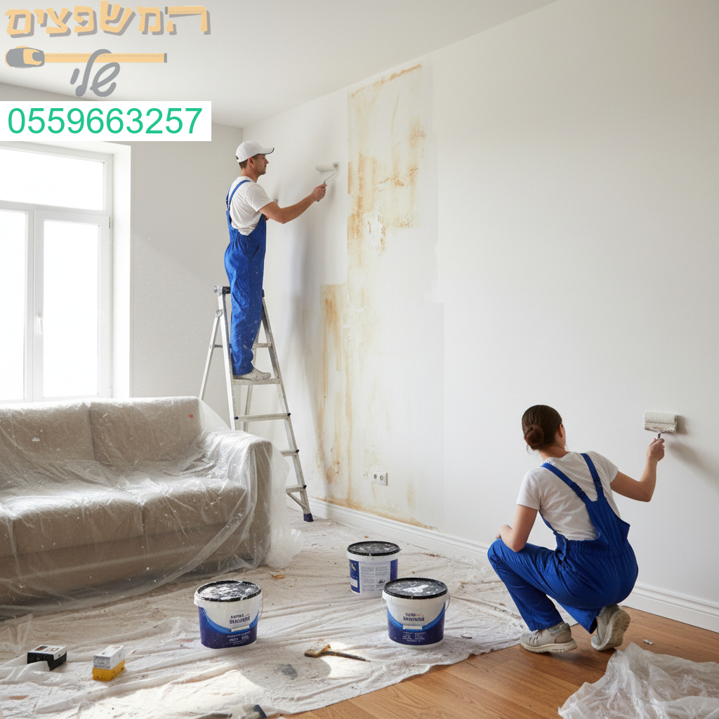 שיקום קירות לאחר נזקי רטיבות עם גימור מושלם וצבע מחודש ברמת איכות גבוהה