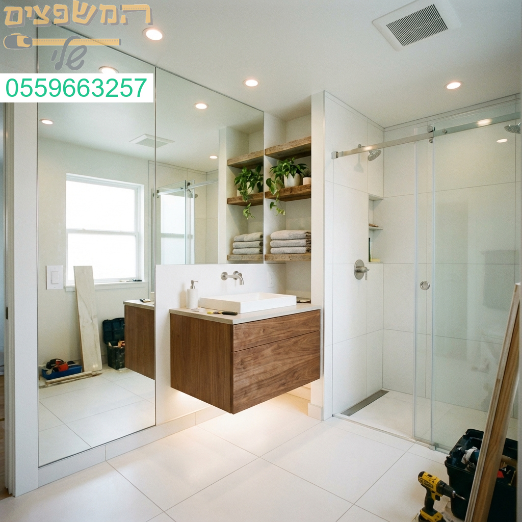 אמבטיה קטנה פוגשת עיצוב גדול פתרונות חכמים ויוקרתיים למראה מרווח ובהיר.