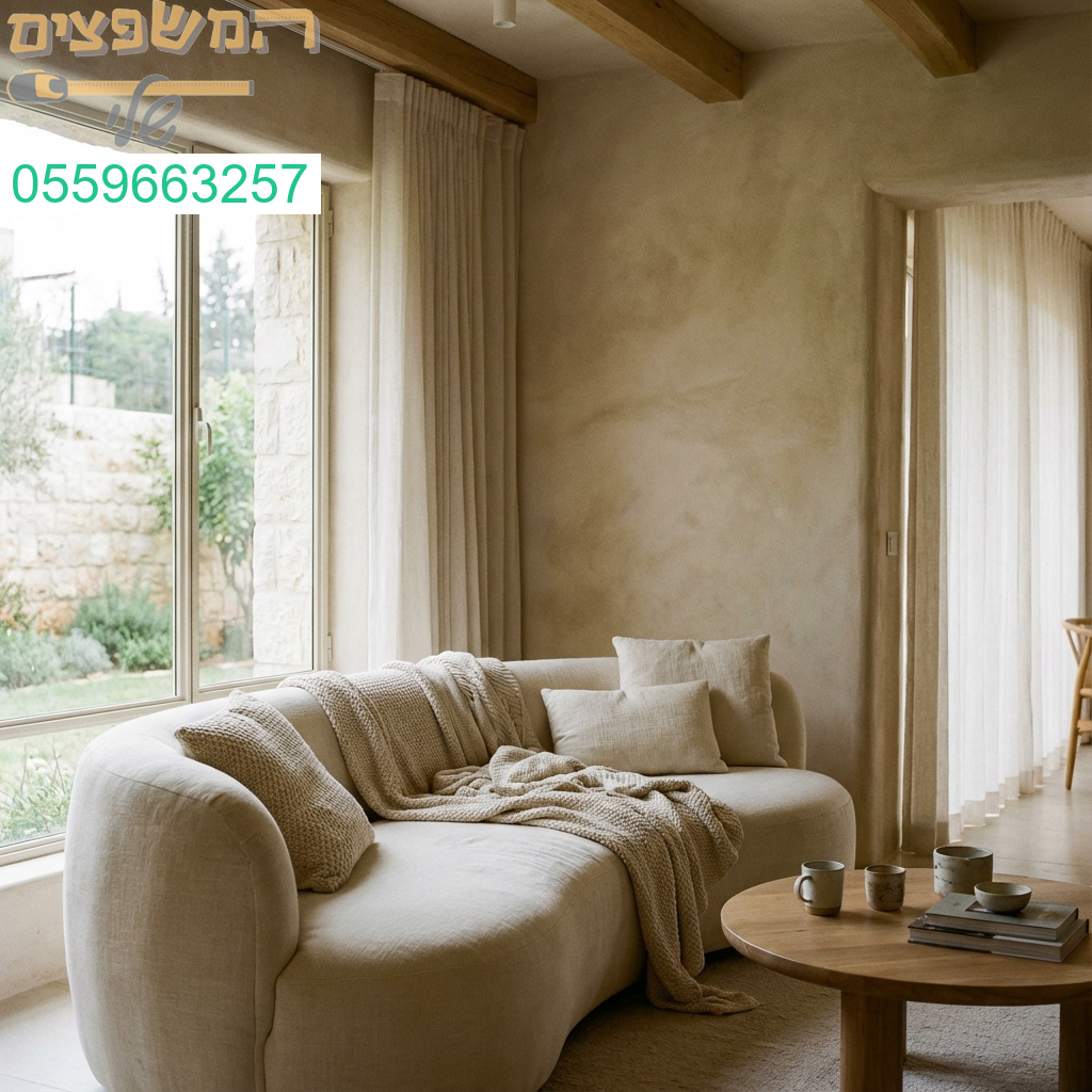 מפלט רוגע ואיכות עיצוב חלל עוטף בחומרים טבעיים ואור מזמין