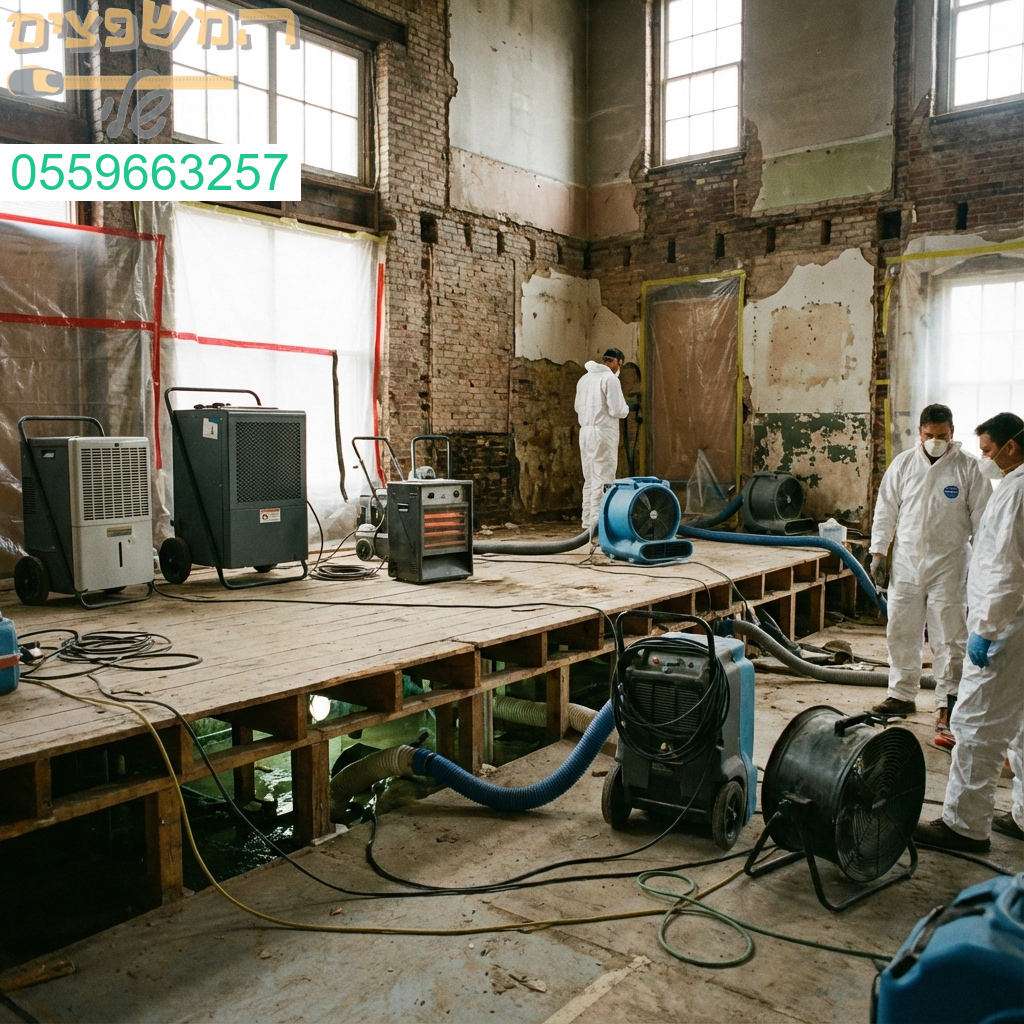 שיקום נזקי הצפה ורטיבות ללא פשרות ייבוש תת רצפתי וטיפול יסודי בקירות.