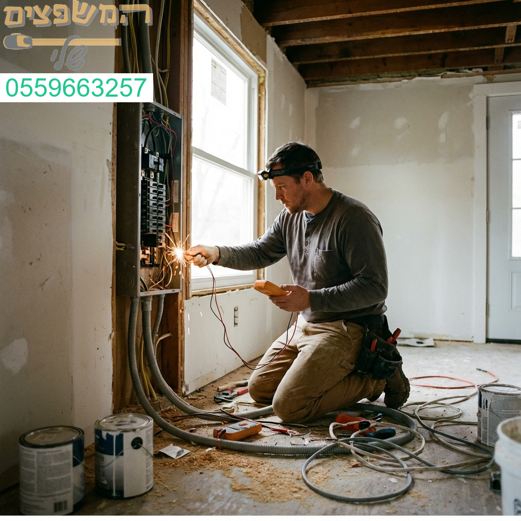 חשמלאי מוסמך לפתרון קצרים חשמליים בביטחון ובמהירות לאחר שיפוץ.
