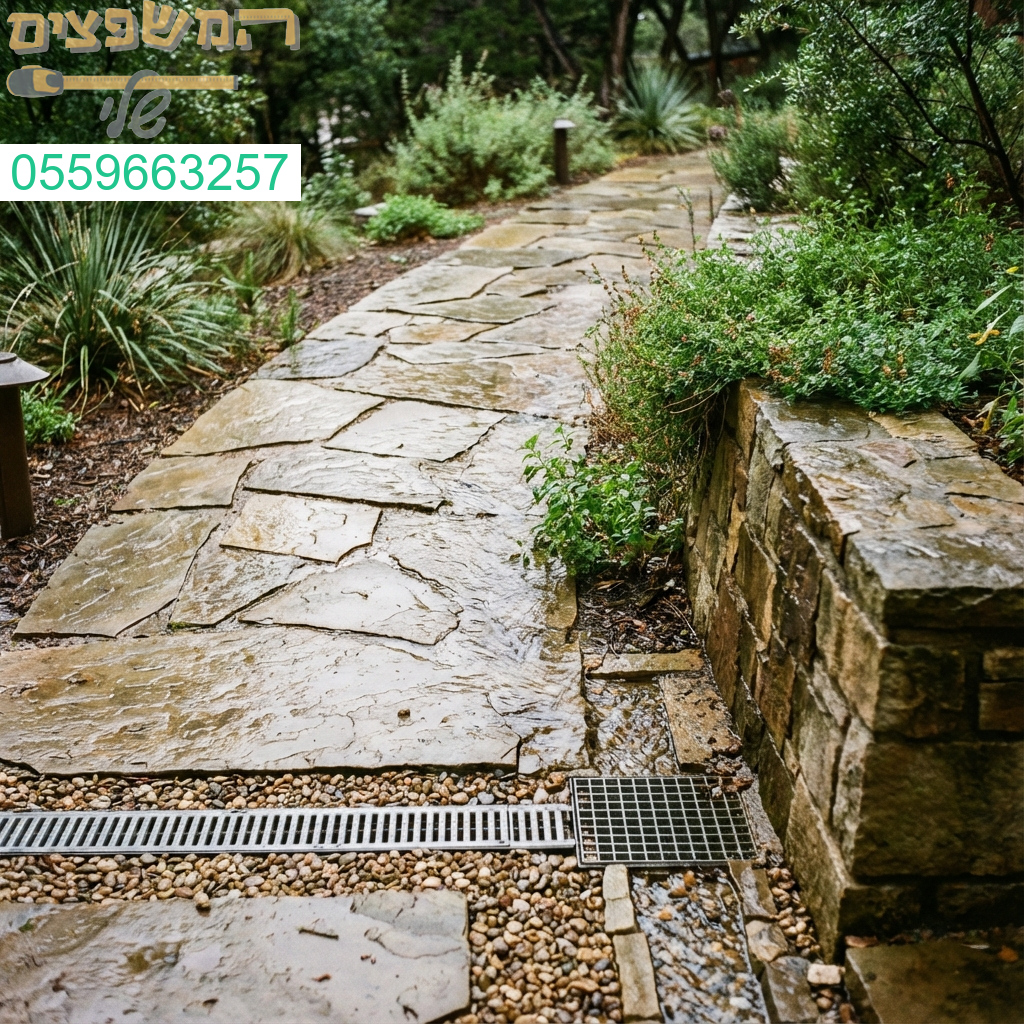 ריצוף חוץ עם ניקוז מושלם משלב יופי עוצר נשימה והגנה מפני הצפות.