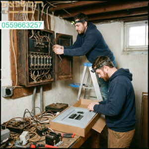 מודרניזציה של מערכת החשמל הביתית החלפת לוח חשמל מיושן בלוח מפסקים חדש לבטיחות ויעילות מרבית.