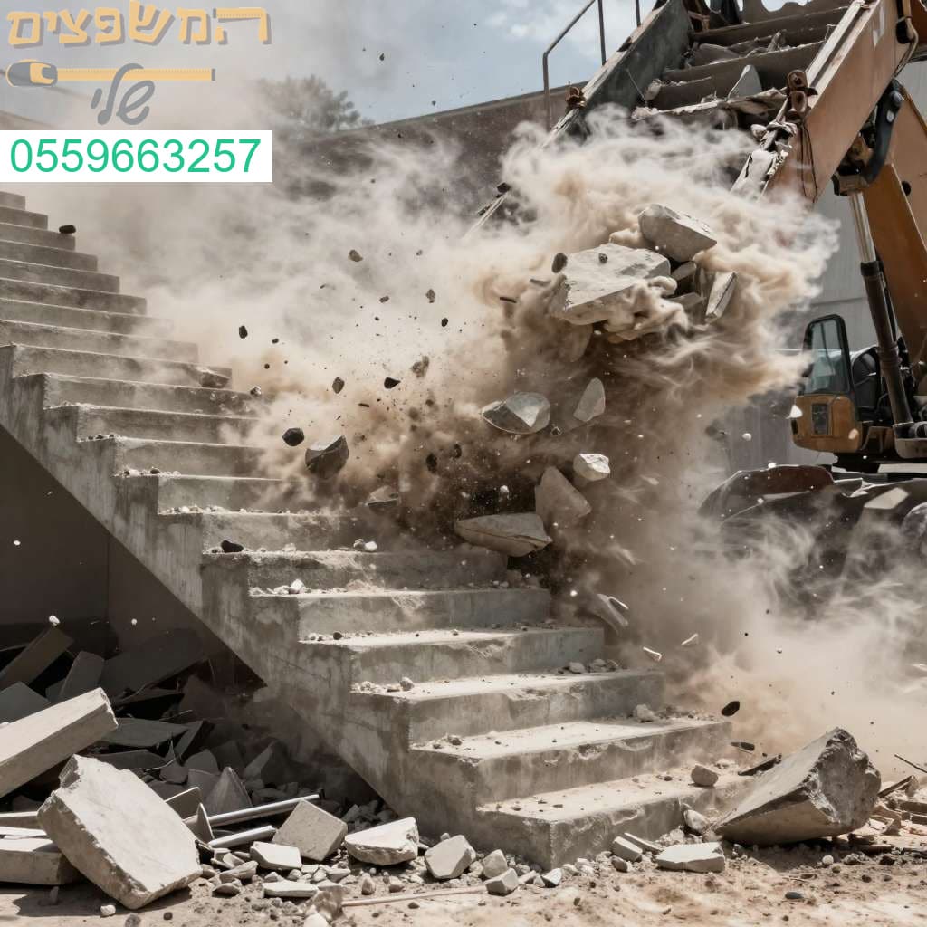 פירוק גרם מדרגות בטון מקצועי, מהיר ועוצמתי עם ציוד כבד – צרו קשר עכשיו!