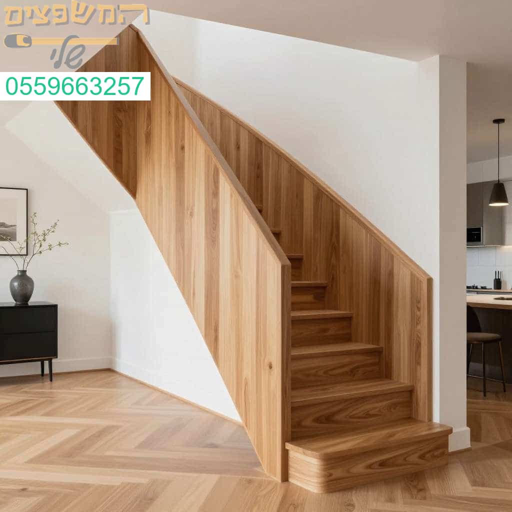 חיפוי מדרגות עץ יוקרתי בעיצוב מודרני המשתלב בצורה מושלמת مع הפרקט שלכם
