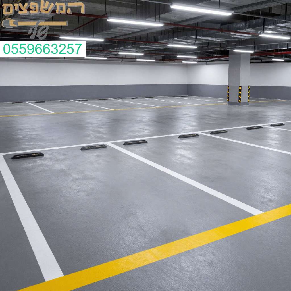 חניון תת קרקעי עם ציפוי אפוקסי מלוטש وסימון מקצועי לנראות בטיחותית ומרהיבה