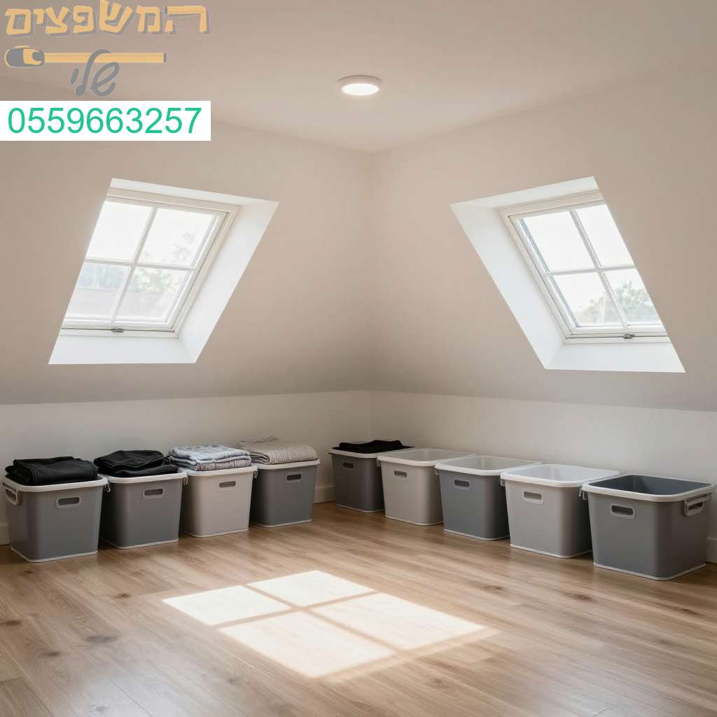 ניקוי וארגון עליות גג באלפי מנשה למרחב נקי ומסודר עם אור טבעي