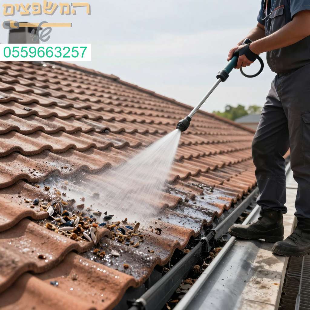 ניקוי צואת יונים מהגג באמצעות שטיפה בלחץ מים מקצועית לבית נקי ובריא